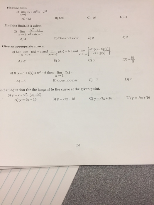 Solved Find The Limit 1 Lim X 3 2 X 2 3 D 4 C 16 B Chegg Com