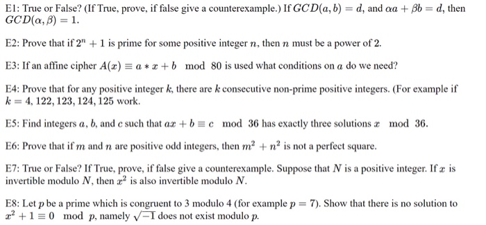 Solved Ei True Or False If True Prove If False Give Chegg Com