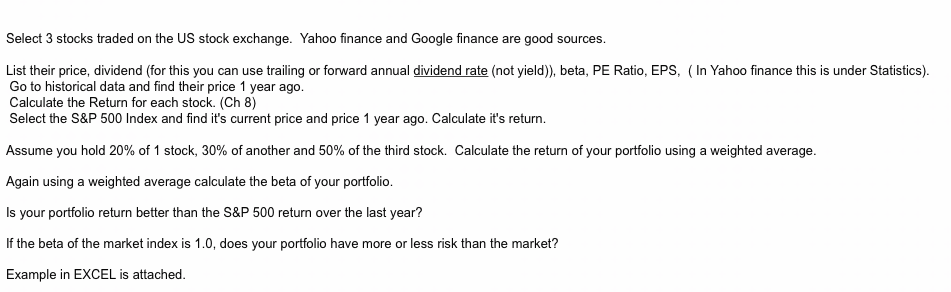 Select 3 Stocks Traded On The Us Stock Exchange Y Chegg Select 3 Stocks Traded On The Us Stock