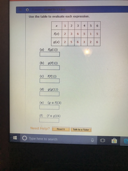 Solved Use The Table To Evaluate Each Expression X 1 2 3 Chegg Com