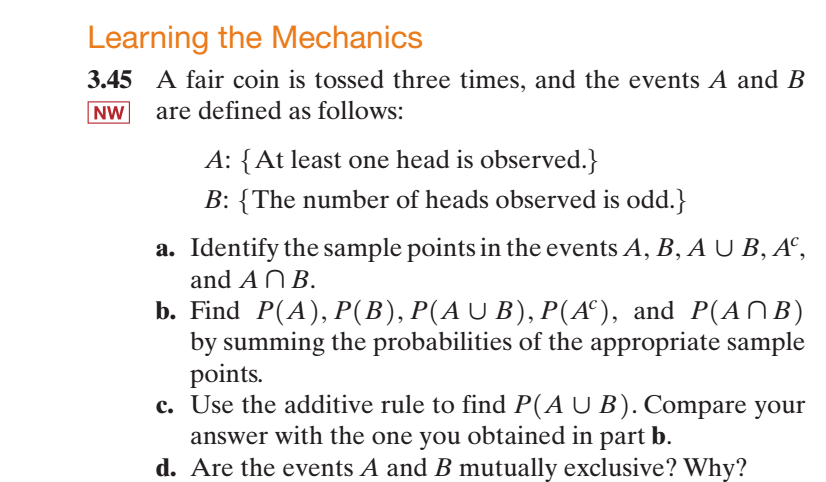 Solved A Fair Coin Is Tossed Three Times And The Events A Chegg Com