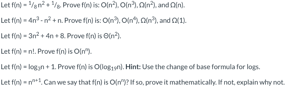 Solved Let F N 1 8 N2 1 G Prove F N O N2 O N3 2 N2 N N Prove F N O N3 O N4 2 N3 Q 1 Let F N 4n3 N Q