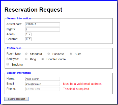 Request Form Javascript Example, Open The Index Html And Reservation Js Files In This Folder Exercises_extrach10reservation Then Run The Application And Click The Submit Request Button, Request Form Javascript Example