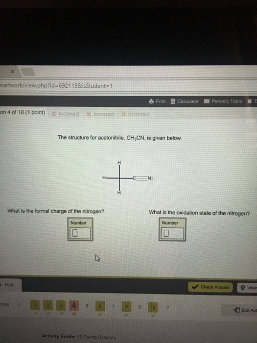 Question & Answer: The structure for acetonitrile. CH_3 CN, is given below. What is the formal charge of the..... 1 media%2Ff71%2Ff71d88f1-ec8e-425a-bf3c-f2
