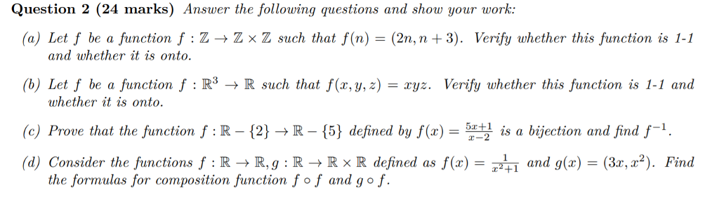 Solved Answer The Following Questions And Show Your Work Chegg Com