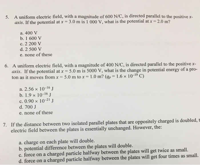 Solved A Uniform Electric Field With A Magnitude Of 600 Chegg Com