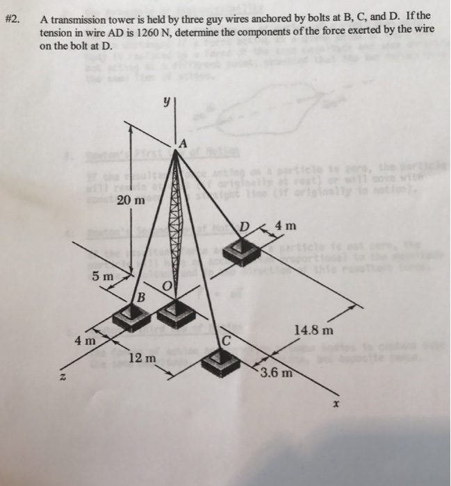 A Transmission Tower Is Held Three Guy Wires Chegg 