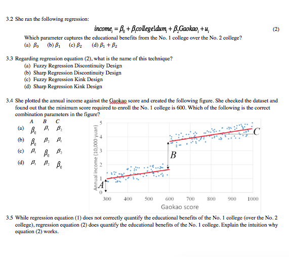 Solved 3 2 She Ran The Following Regression Income Bco Chegg Com