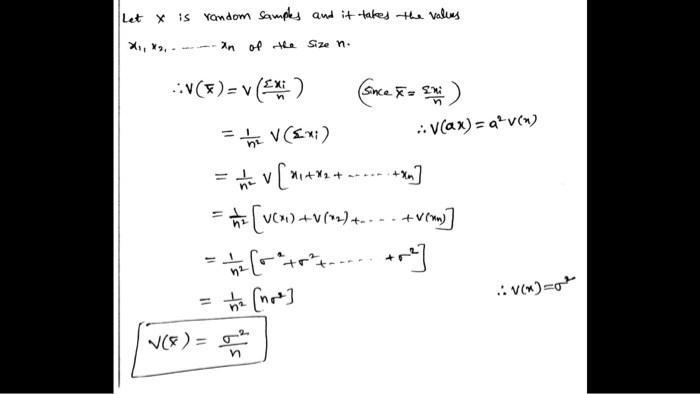 Solved: I'm Trying To Understand Why The Variance Of Xbar 