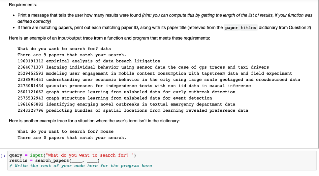 Print a message that tells the user how many results were found (hint:you can compute this by getting the length of the list