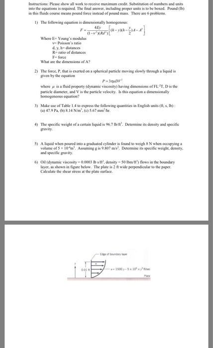 Solved The Following Equation Is Dimensionally Homogenous Chegg Com