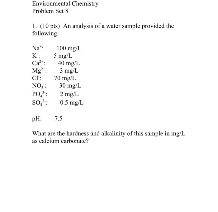 Solved Question 30 8 pts A water sample was analysed in