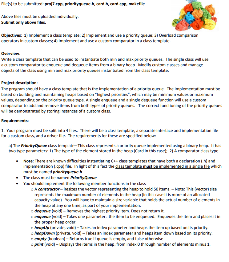 Solved File S To Be Submitted Proj7 Cpp Priorityqueue H Chegg Com