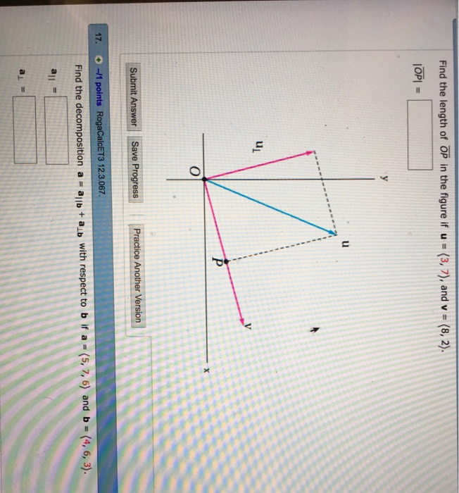 Solved Find The Length Of Op In The Figure If U 3 7 A Chegg Com