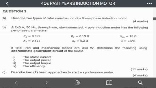 Solved: 4Qs PAST YEARS INDUCTION MOTOR QUESTION 3 A) Descr ...
