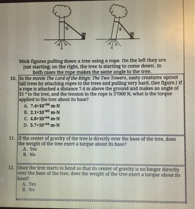 Solved Stick figures pulling down a tree using a rope. On