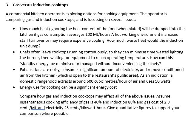 Solved 3 Gas Versus Induction Cooktops A Commercial Kitc