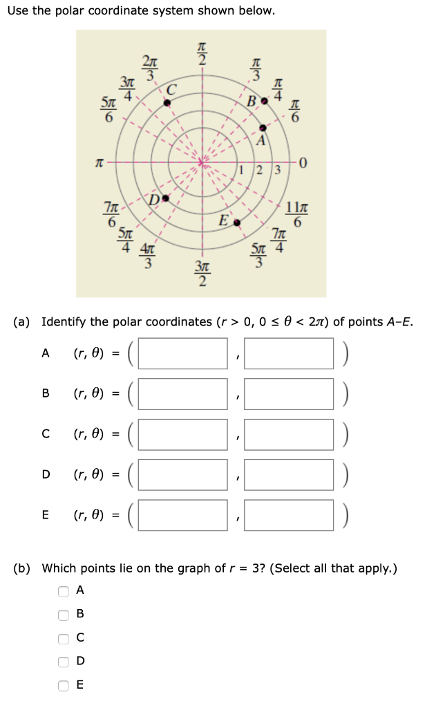 Solved Use The Polar Coordinate System Shown Below 4 4 7 Chegg Com