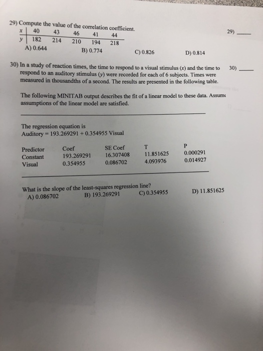 29 Compute The Value Of The Correlation Coefficient Chegg Com