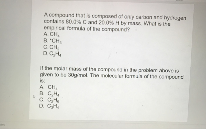 Solved A Compound That Is Composed Of Only Carbon And Hyd