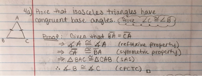 Solved Prove that a triangle with congruent base angles is 