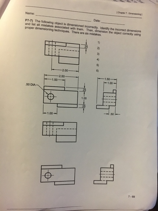 Ichapter 7 Oimensioningl Name Date P7 7 The Chegg 