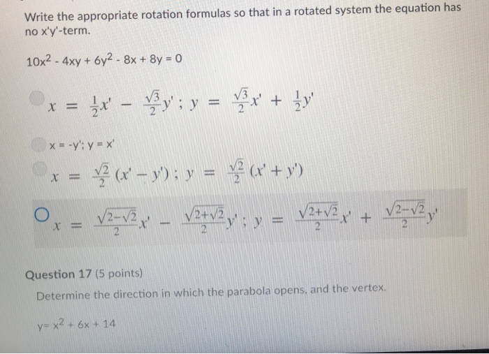 Write The Appropriate Rotation Formulas So That In A Chegg Com