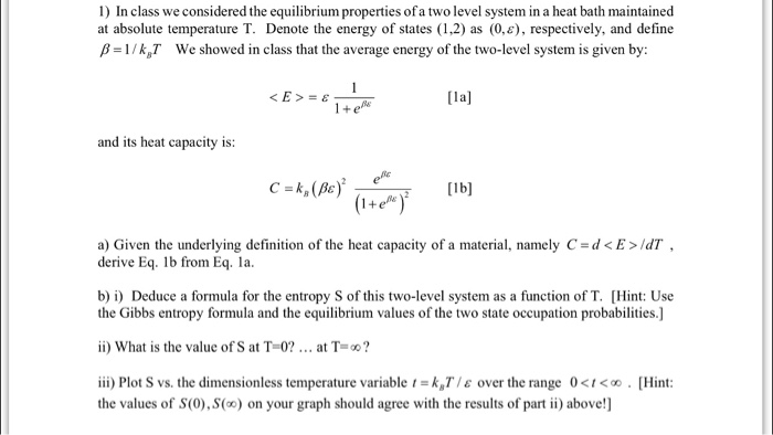 Solved In Class We Considered The Equilibrium Properties Of Chegg Com