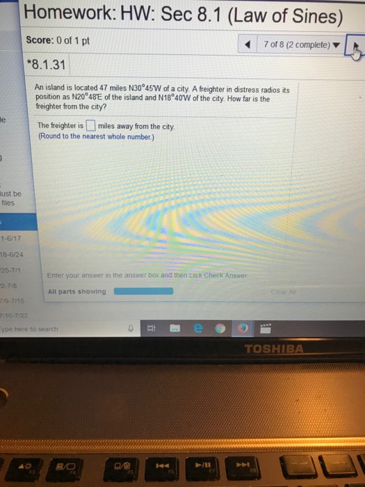 Solved Homework Hw Sec 8 1 Law Of Sines Score 0 Of 1 Pt Chegg Com