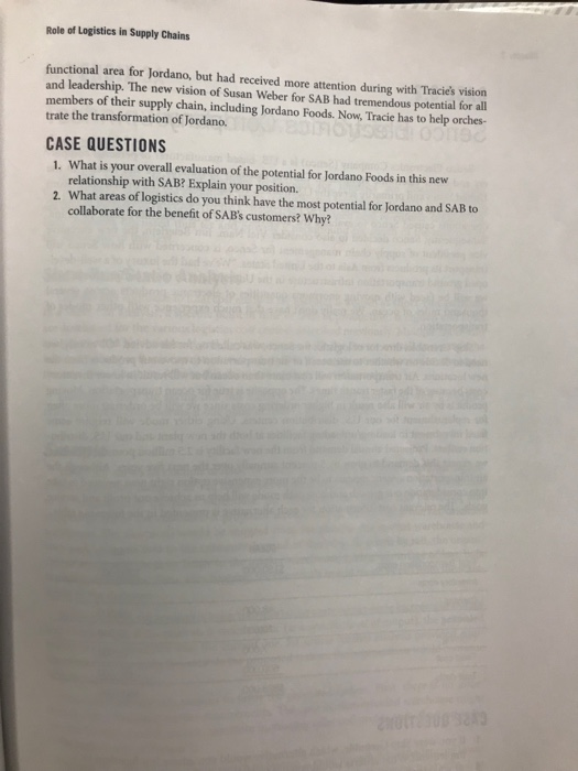 Role of logistics in supply chains functional area for jordano, but had received more attention during with tracies vision a