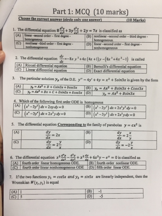 Solved Part 1 Mcq 10 Marks Choose The Correct Answer Chegg Com