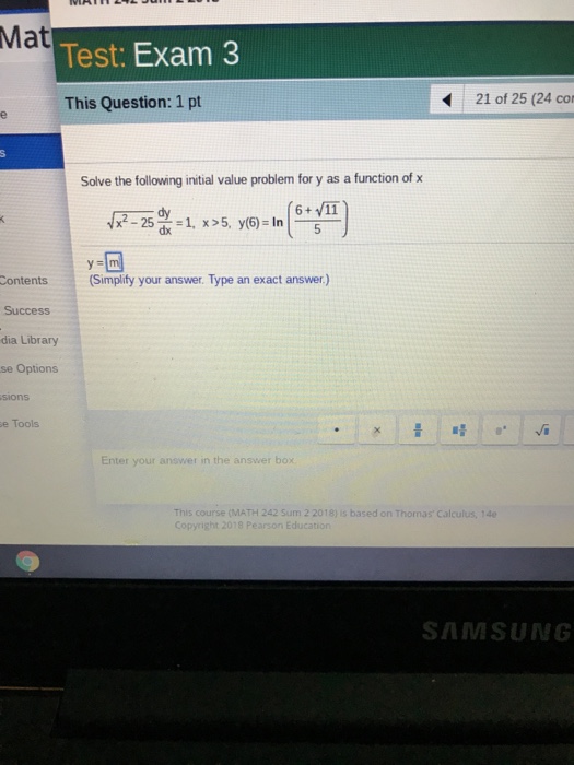 Solved Mat Test Exam 3 This Question 1 Pt 21 Of 25 24