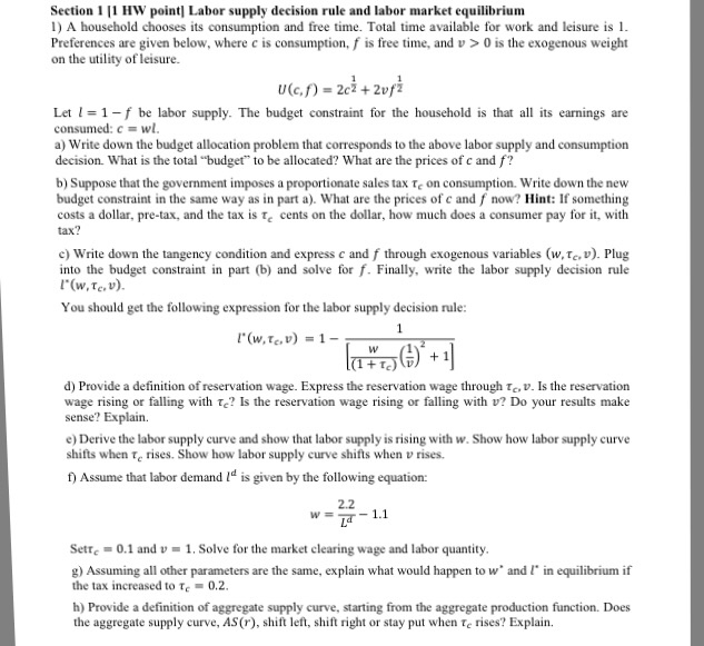 Solved A Household Chooses Its Consumption And Tree Time Chegg Com