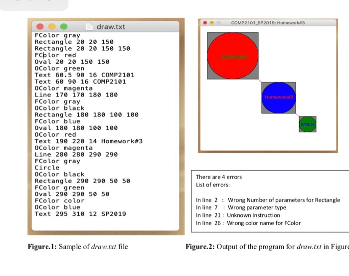 draw.txt FColor gray Rectangle 20 20 150 Rectangle 20 20 150 150 FCblor red Oval 20 20 150 150 0Color green Text 60.5 90 16 C