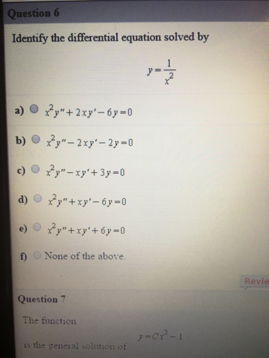 Identify The Differential Equation Solved By Y Chegg Com