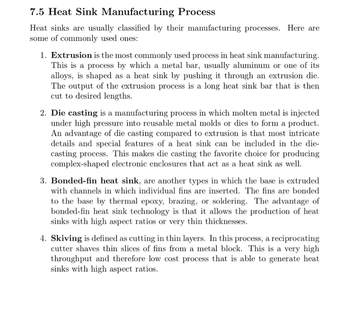 Solved 3 Look At Section 7 5 Of Textbook For Heat Sink M