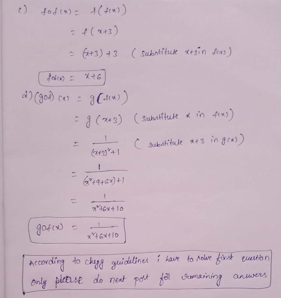 Solved Z Set Inters R Set Real Numbers Functions F G H Defined F R R F X X 3 1 R2 1 X Vx2 1 Find Q