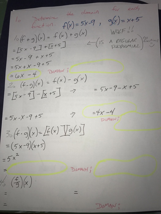 Solved Determine The Domain For Each Function F X 5x 9 Chegg Com