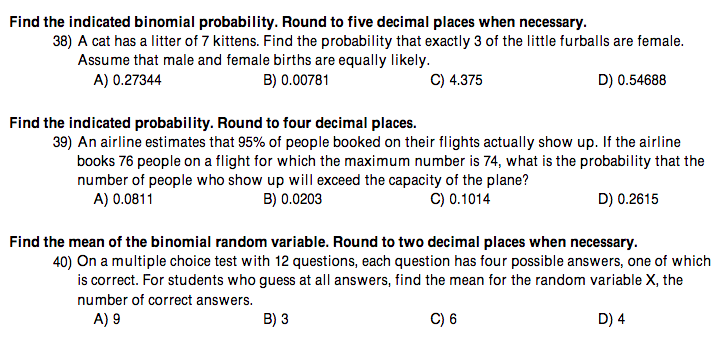 Find The Indicated Binomial Probability 