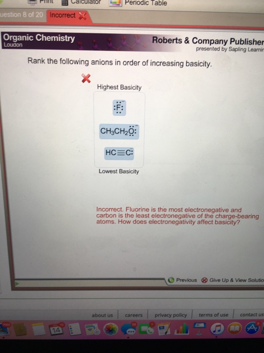 Solved Rank The Following Anions In Order Of Increasing B