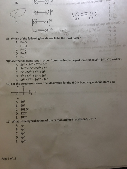 Solved B. 0 A .8 C. Oe E. 8) Which Of The Following Bonds | Chegg.com