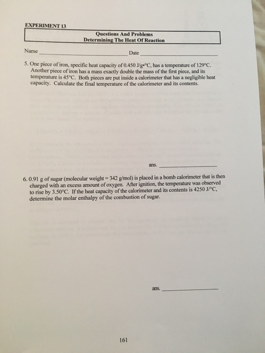 Solved One Piece Of Iron Specific Heat Capacity Of0 450 Chegg Com