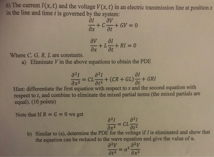 Solved 6 The Current I X T And The Voltage V X T In A Chegg Com