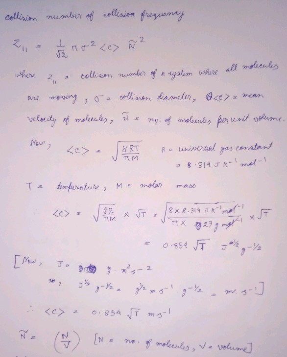 Solved Question Compare The Collision Number And The Mean Free Path