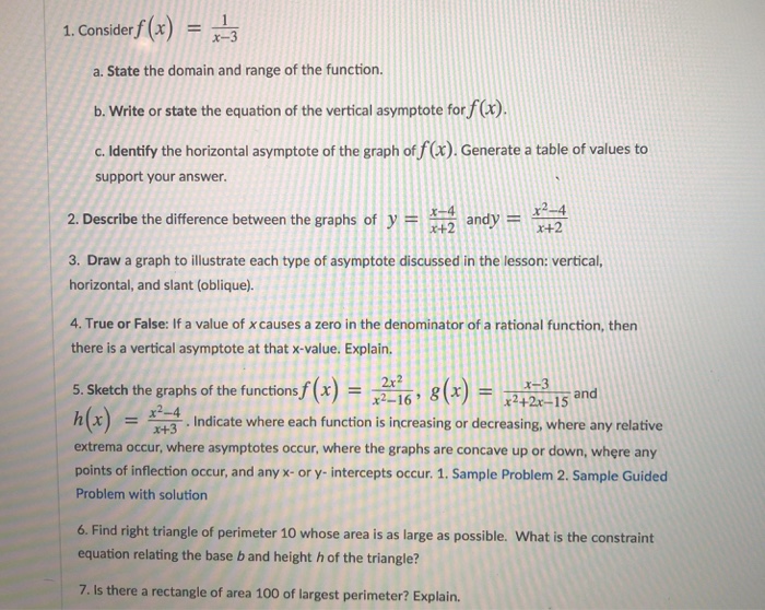 Solved 1considerf X X 3 A State The Domain And Range