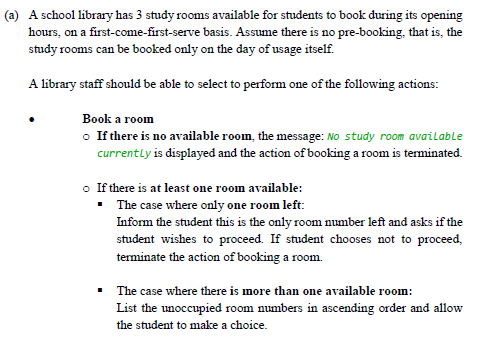 Solved A A School Library Has 3 Study Rooms Available For Chegg Com