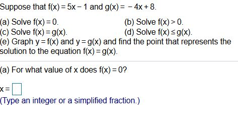 Solved Suppose That F X 5x 1 And G X 4x 8 A So Chegg Com