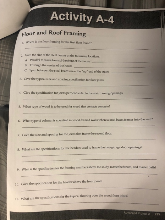 Solved Activity A 4 Floor And Roof Framing Where Is The F
