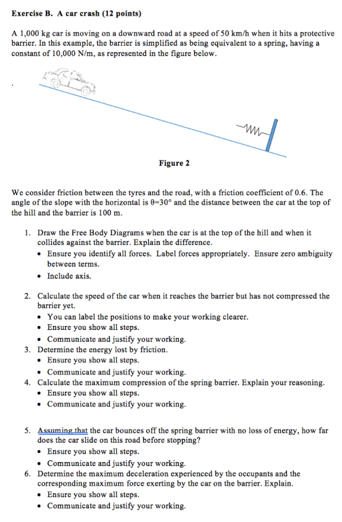 Solved Exercise B A Car Crash 12 Points A 1000 Kg Car