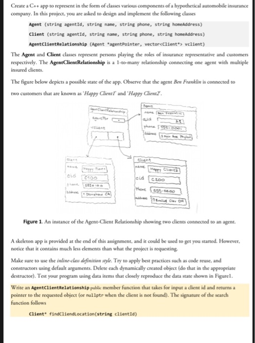 a Cr+ app to represent in the form of classes various company. In this project, you are asked to design and implement the fol